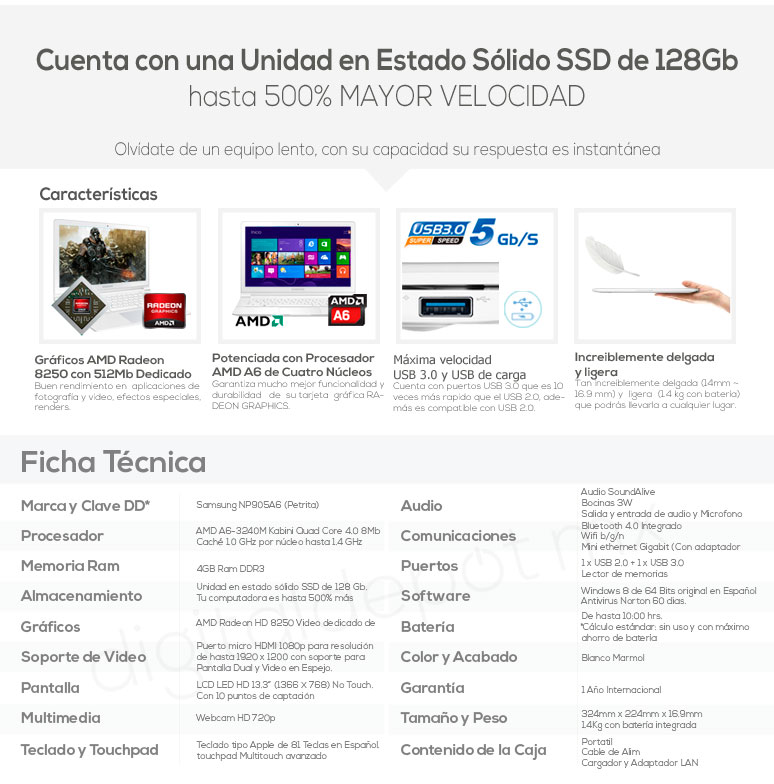 caracteristicas samsung laptop ativ 9 lite