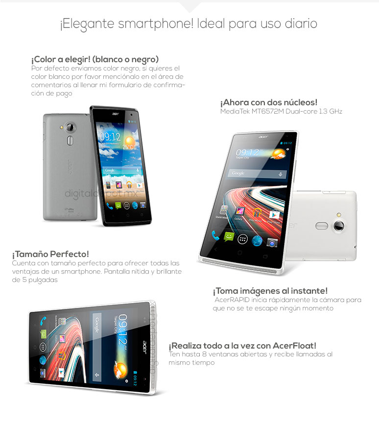 Acer-Celular-Smarthphone- Liquid Z5-5 pulgadas-MT6572M-4Gb-fotos