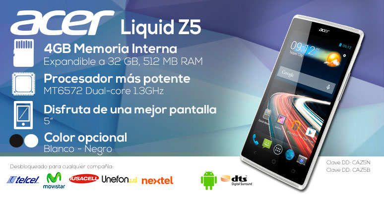 Acer-Celular-Smarthphone- Liquid Z5-5 pulgadas-MT6572M-4Gb