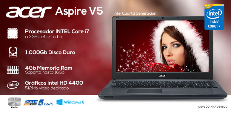 Acer-Laptop-Notebook-Aspire V5-Gamer-Intel Core i7-X4-4Gb Ram-1Tb DD