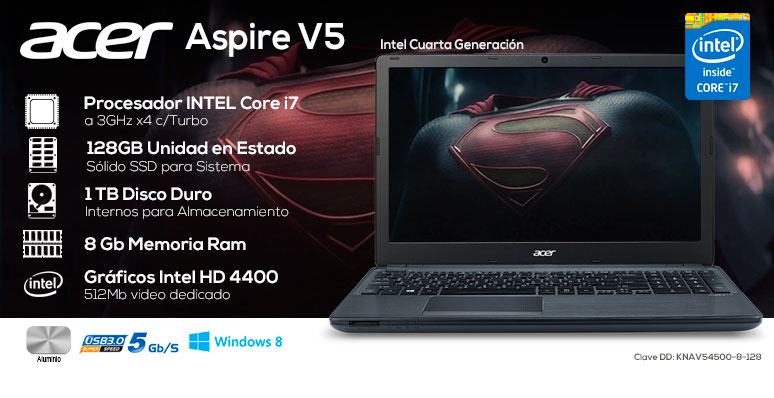 Acer-Laptop-Notebook-Aspire V5-Gamer-Intel Core i7-X4-8Gb Ram-128SSD