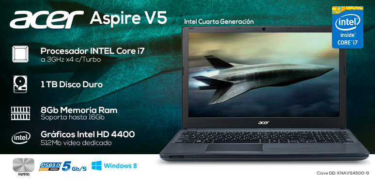 Acer-Laptop-Notebook-Aspire V5-Gamer-Intel Core i7-X4-8Gb Ram-1Tb DD