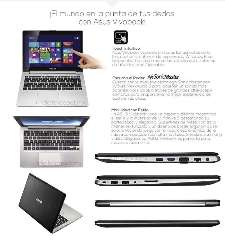 Asus-Laptop-VIVOBOOK-S400CA-MX3-H-mas sonido-Intel Quad Core i7-4Gb Ram-500Gb DD-24Gb SSD-fotos