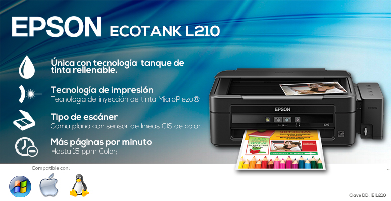 EPSON-Impresora-Printer-Ecotank-Economica-Tinta rellenable-Mas páginas por minuto-Escaner de cama plana