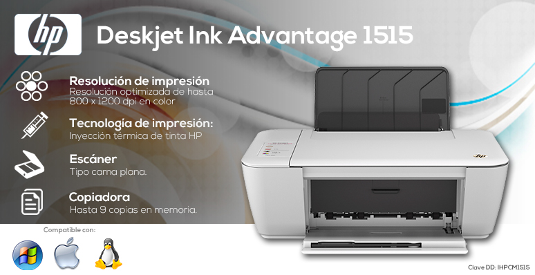 HP-impresora-printer-DeskJet Ink Advantage-Multifuncional-Escaner-Copiadora-Inyeccion termica