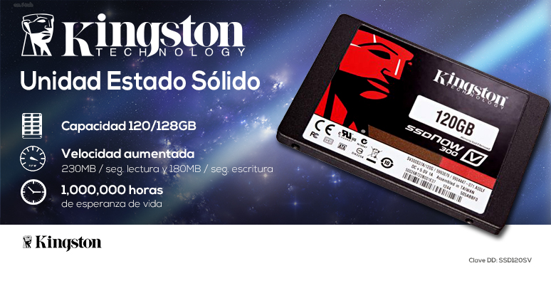 Kingston-Unidad en Estado Solido-SSD-SSDNow V300-potencia-120128GB-230MB lectura