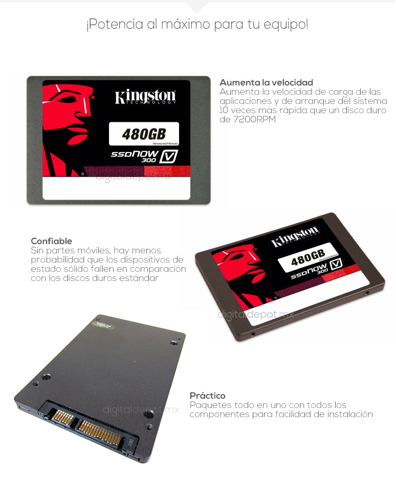 Kingston-Unidad en Estado Solido-SSD-ssdnow300v-potencia-480GB-512GB-mas velocidad-fotos