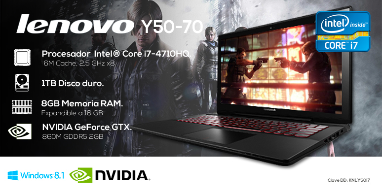 Lenovo-Laptop-Notebook-Y50-70-Gamer-Intel Core i7-8GB Ram-1TB DD