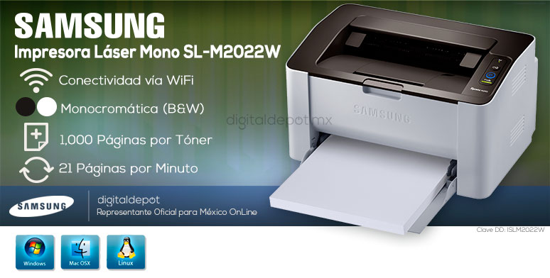 Samsung-Impresora-Printer-SL-M2022W-Monocromatica-Laser-conexion Wifi