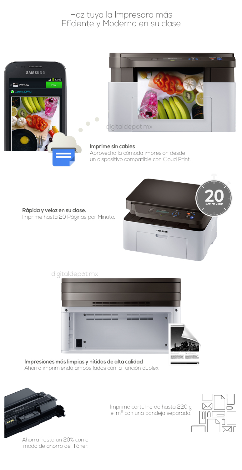 Samsung-Impresora-Printer-SL-M2070-Multifuncional-Rellenable-Rapida-blanco-negro-fotos