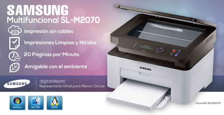 Samsung-Impresora-Printer-SL-M2070-Multifuncional-Rellenable-Rapida-blanco-negro