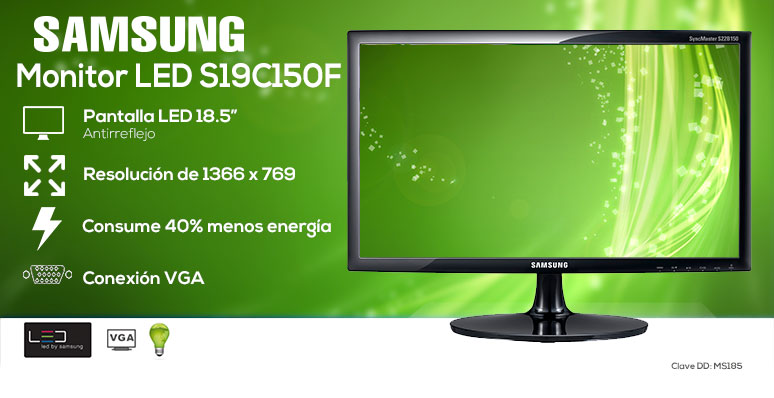 Samsung-Monitor-pantalla-S19C150 F-brillante-LED-18.5 pulgadas