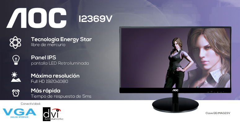 aoc-monitor-12369v-tecnologia energy star-pantalla led retroiluminada-5ms de respuesta