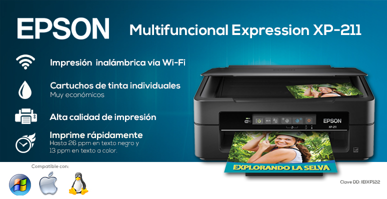 epson-multifuncional-print-expression-xp-211-rapida-impresion inalambrica-cartuchos de tinta individuales-alta calidad de impresion