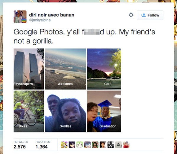 El error racista del etiquetado automático en Google Photos.