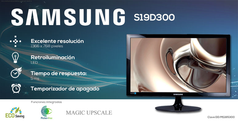 samsung-monitor-pantalla-s19d300-ergonomica-retroiluminacion led-5ms de respuesta-temposizador de apagado