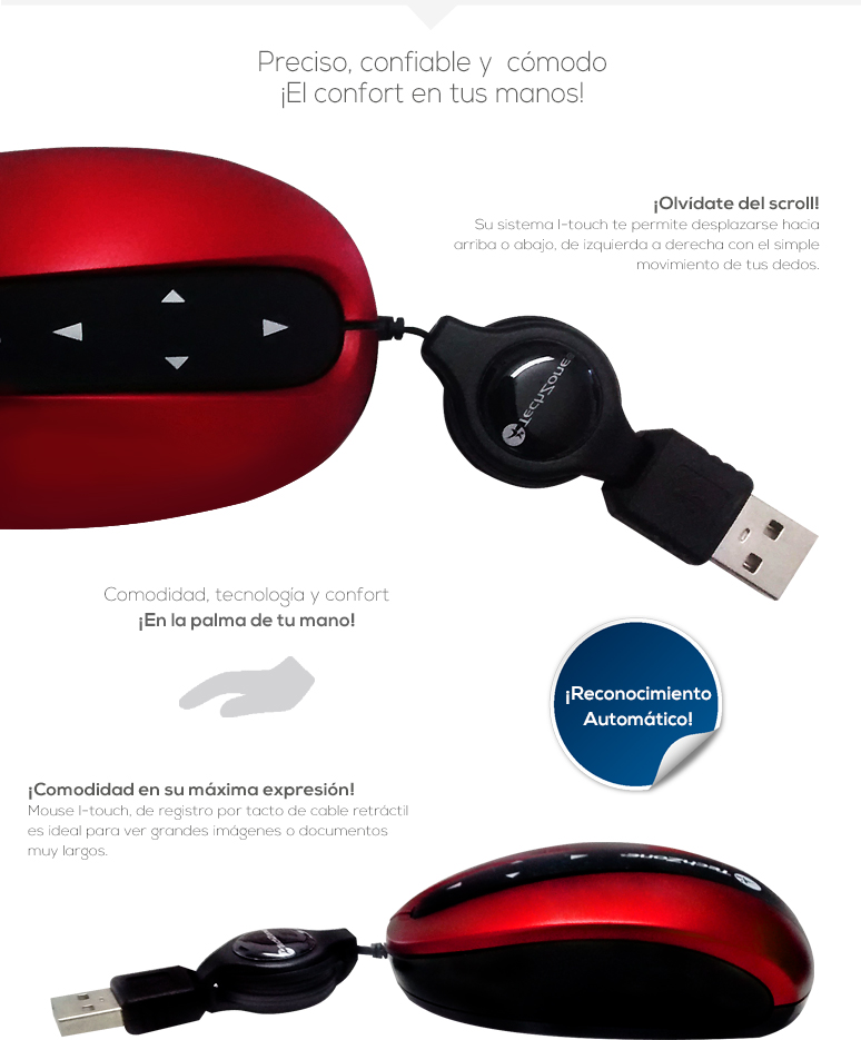 TechZone-Mouse-Raton-TZMIT01-rojo-cable retráctil-detección de movimientos-fotos